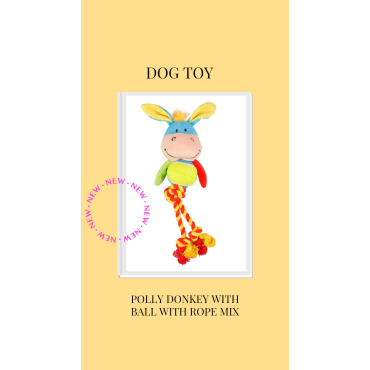  DOG TOY POLLY DONKEY WITH BALL WITH ROPE MIX