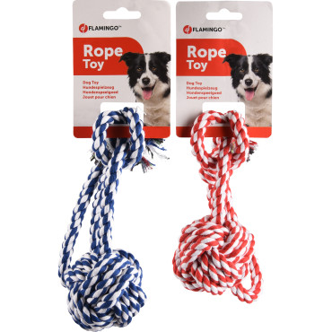 FLAMINGO DOG Toy Boef Tug rope Knotted ball Multiple colours