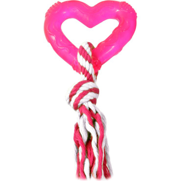 FLAMINGO DOG TOY WEDDA HEART WITH ROPE MULTIPLE COLOURS